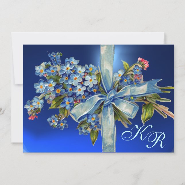 Invitation MYOSOTIS MONOGRAMME POUR MARIAGE pierre précieuse  (Devant)
