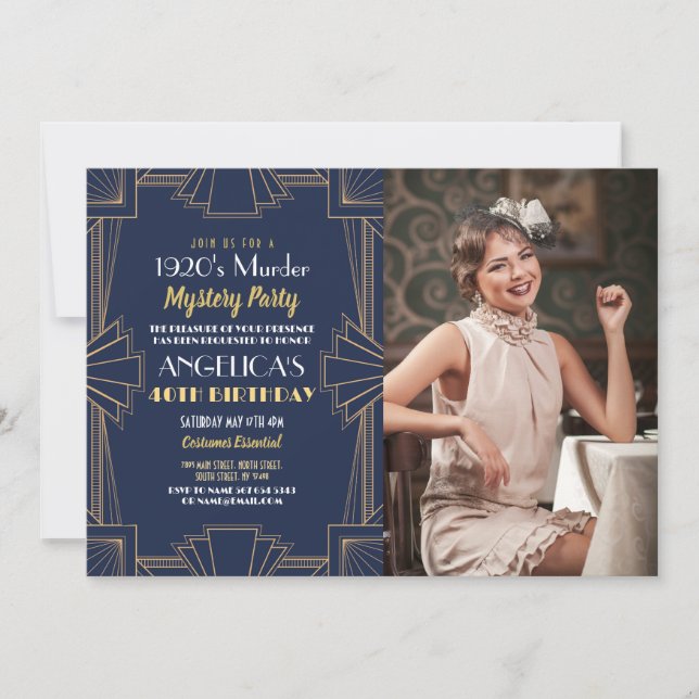 Invitation Mystère du meurtre dans les années 1920 Dîner d'an (Devant)