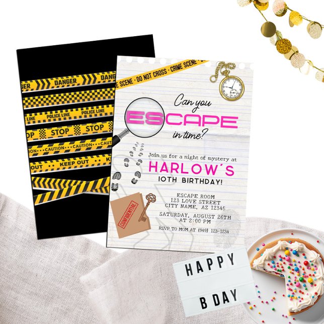 Invitation Mystère rose de la fille Échapper Salle Anniversai (Créateur téléchargé)