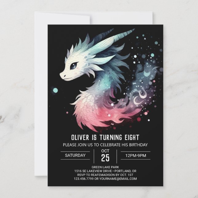 Invitation Mystérieux Adorable Dragon Anniversaire (Devant)