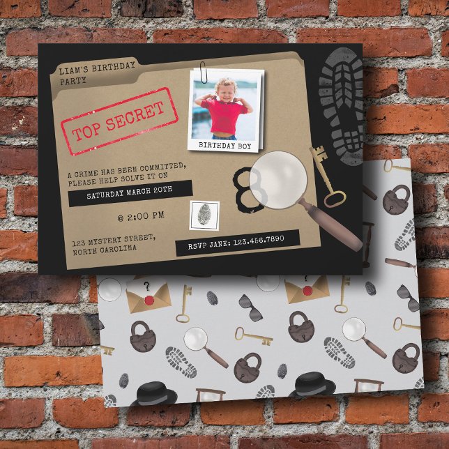 Invitation Mystery Kids Secret Agent Spy Détective Anniversai (Mystery Kids Secret Agent Spy Detective Birthday Invitation)