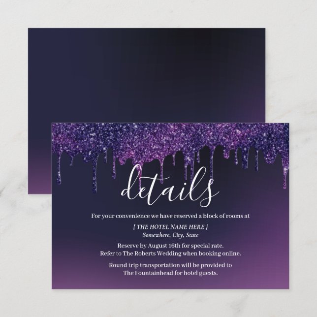 Invitation Mystery Purple Drivers Modern Mariage Détails (Devant / Derrière)
