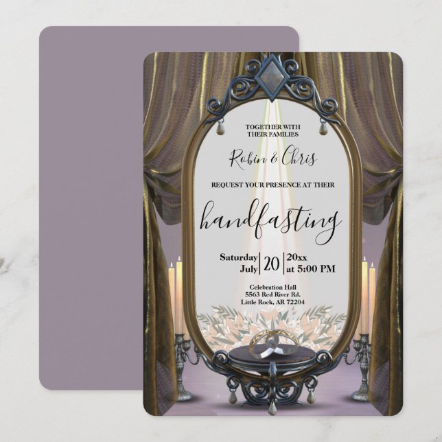 Invitation Mystic Night Gold Drapes Handfases (Devant / Derrière)