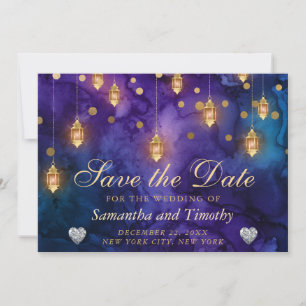 Invitation Mystic Purple Night Lanterns Bokeh Enregistrer La