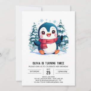 Invitation Mystical Pretty Penguin Digital Anniversaire