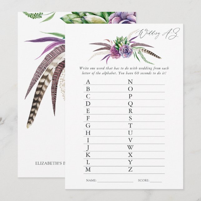 Invitation Mystical Succulents jeu de Fête des mariées (Devant / Derrière)