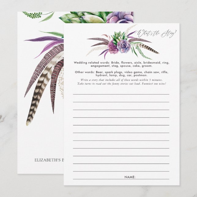 Invitation Mystical Succulents jeu de Fête des mariées (Devant / Derrière)