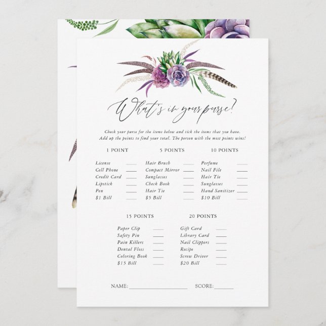 Invitation Mystical Succulents jeu de Fête des mariées (Devant / Derrière)