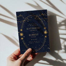 Mystique céleste de lune d'or étoiles Mariage