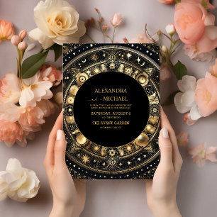 Invitation Mystique Chic Noir Or Lune Mariage