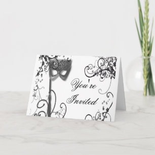 Invitation Mystique de mascarade noir et blanc