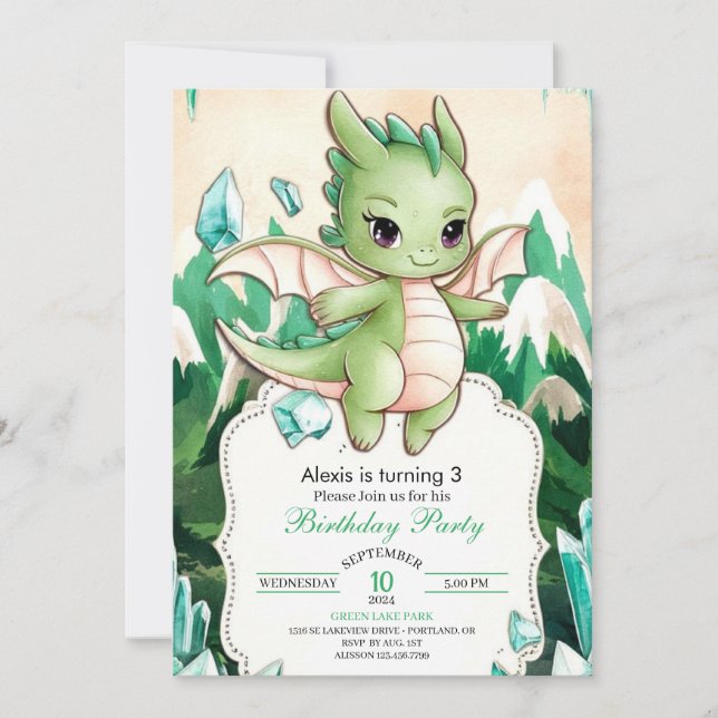 Invitation Mythique Enfants Dragon Anniversaire (Devant)