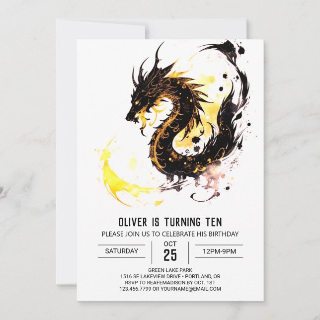 Invitation Mythique Roaring Fun Dragon Anniversaire (Devant)