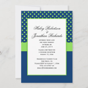 Invitation N° 1 Pois Mariages de la Marine bleu et de la Lime