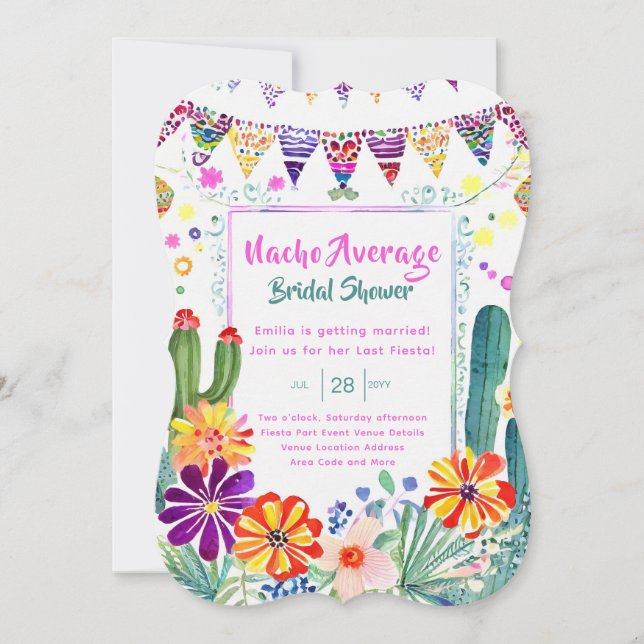 Invitation Nacho Fête des mariées moyenne Dernière Fiesta (Devant)