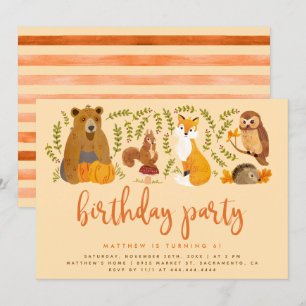 Invitation Naissance des animaux de la forêt boisée d'aquarel