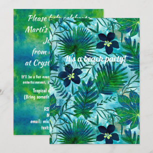 Invitation Nalani Hawaiian Tropical Garden Turquoise