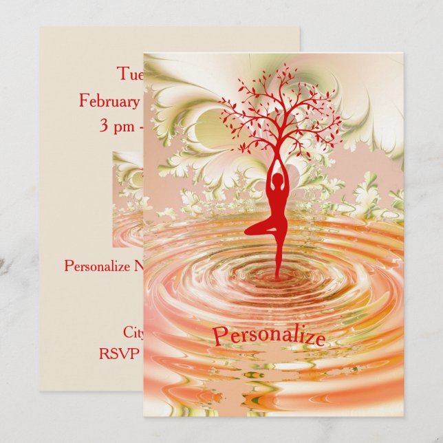 Invitation Namaste Quote Tree of Life Zen Yoga (Devant / Derrière)