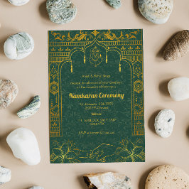 Invitation Namkaran Cérémonie de désignation Eléments d'or