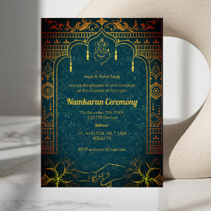 Invitation Namkaran Cérémonie de désignation Eléments d'or