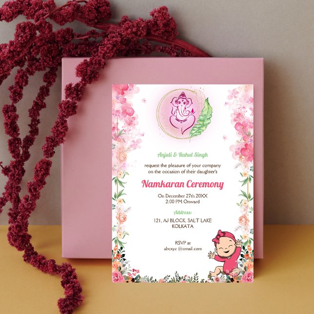 Invitation Namkaran Cérémonie de désignation Eléments d'or (Créateur téléchargé)