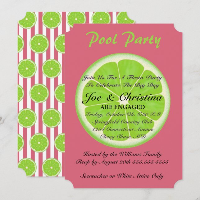 Invitation Nantucket Red & Limes Fiesta Cocktail Party (Devant / Derrière)
