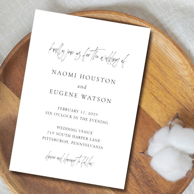 Invitation Naomi Typographie noir et blanc Mariage moderne (Créateur téléchargé)