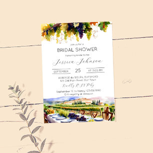 Invitation Napa Valley vignoble aquarelle douche nuptiale