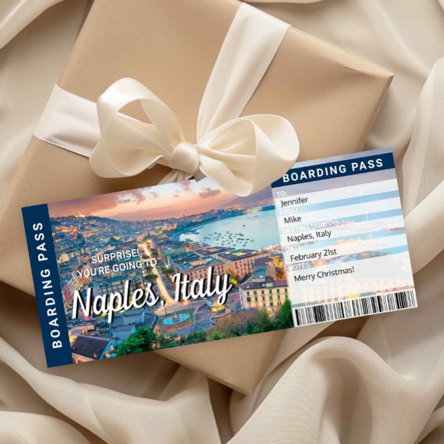 Invitation Naples Italy Trip Surprise Boarding Pass Card (Naples Italy Trip Surprise Boarding Pass Card)