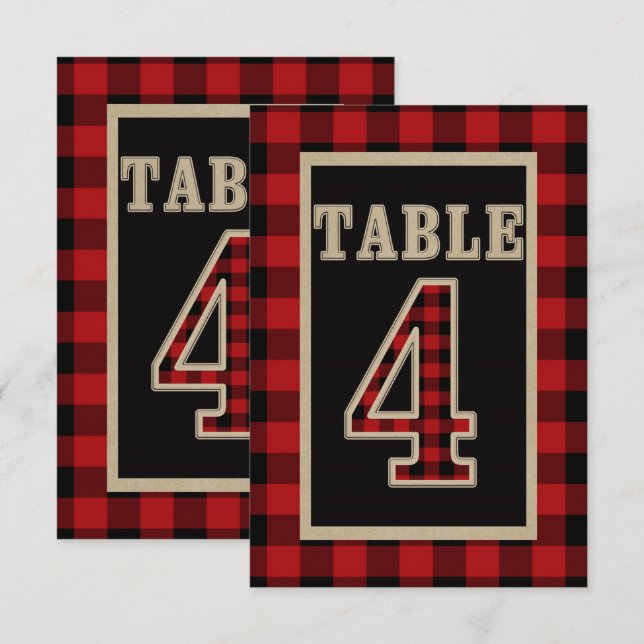 Invitation Nappe à carreaux rouge et noir Buffalo rustique nu (Devant / Derrière)