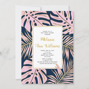 Invitation Nappe tropicale rose marine mariage douche nuptial