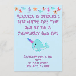 Invitation Narwhal a personnalisé
