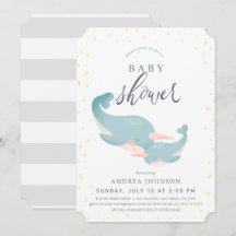 Narwhal Baby shower gris aquarelle