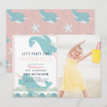 Narwhal Waves Sea Rose Girl Anniversaire Photo Inv