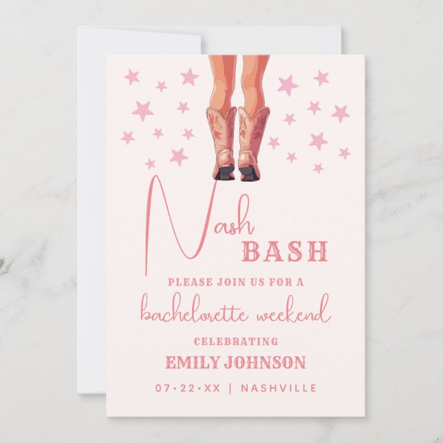 Invitation Nash Bash Cowgirl Bachelorette Week-end Itinéraire (Devant)