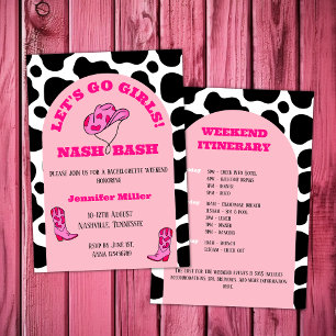 Invitation Nash Bash Cowgirl Pink Bachelorette Girls Week-end