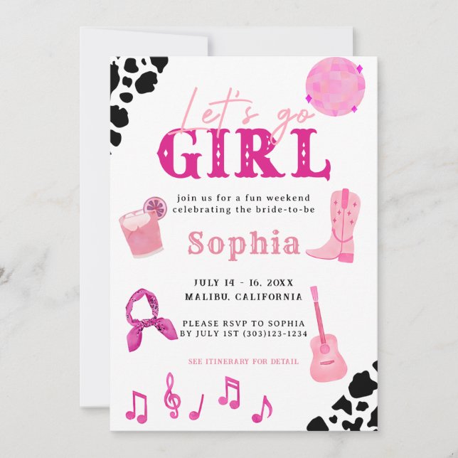 Invitation Nashville Cowgirl Dernier Rodeo Bachelorette (Devant)