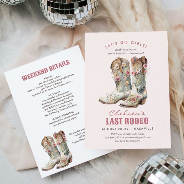 Invitation Nashville Dernier Rodeo Boots Bachelorette Party (Créateur téléchargé)
