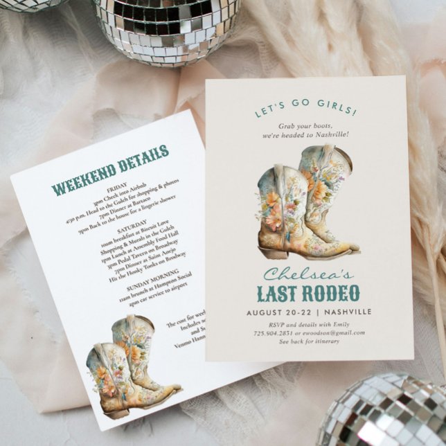 Invitation Nashville Dernier Rodeo Boots Bachelorette Party I (Créateur téléchargé)