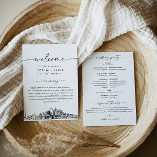 Invitation Nashville Skyline Wedding Program 5x7 Flat Card