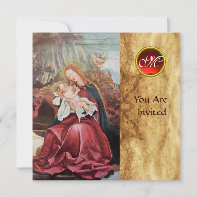 INVITATION NATIVITÉ AVEC ANGELS - MAGIE DU MONOGRAMME DE NOËL (Devant)