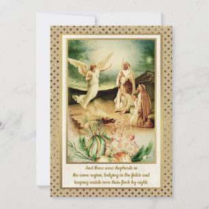 Invitation Nativité Bergers & Anges Noël Doré