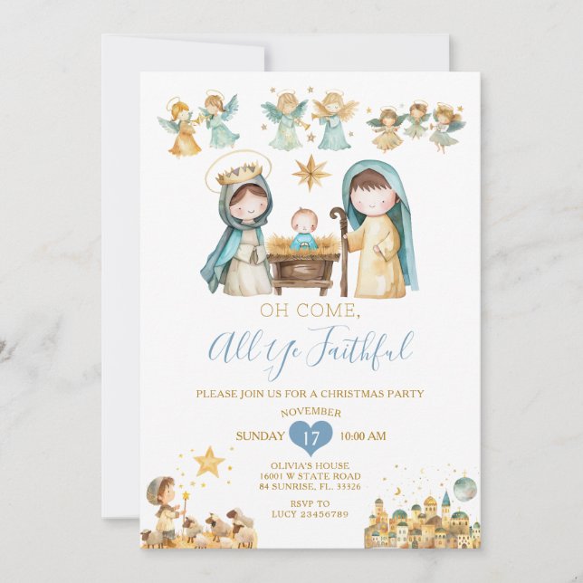 Invitation Nativité chrétienne religieuse Noël Maison de Noël (Devant)