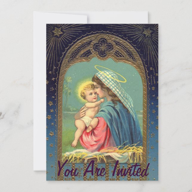 Invitation Nativité Marie tenant le bébé Jésus (Devant)