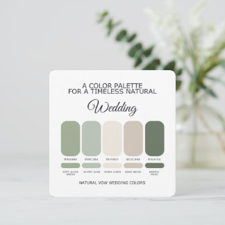 Invitation Natural Green Wedding Color Palette Card