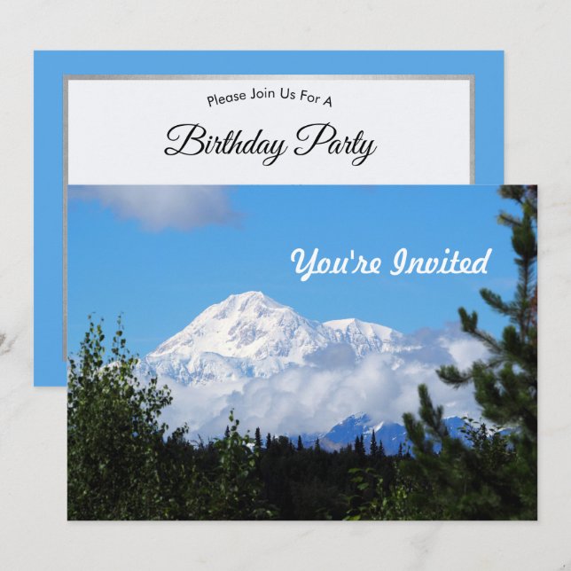 Invitation Nature Alaska Denali Paysage photo Anniversaire (Devant / Derrière)