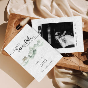 Invitation Nature Aquarelle Montagnes Grises Save the Date