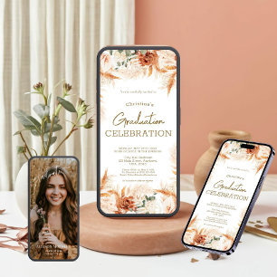 Invitation Nature Bright Terracotta Photo Boho Graduation