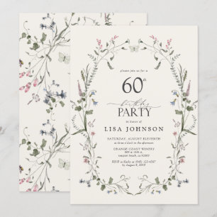 Invitation Nature Floral 60e anniversaire de fête aquarelle