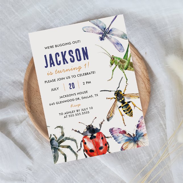 Invitation Nature Insect Bugs 1er fête d'anniversaire (Créateur téléchargé)